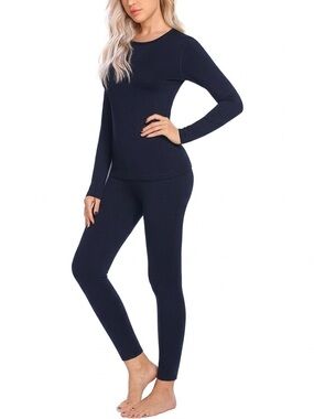Ekouaer Thermal Underwear Set / Long Johns / Pajama Set – Navy Blue, Size Small